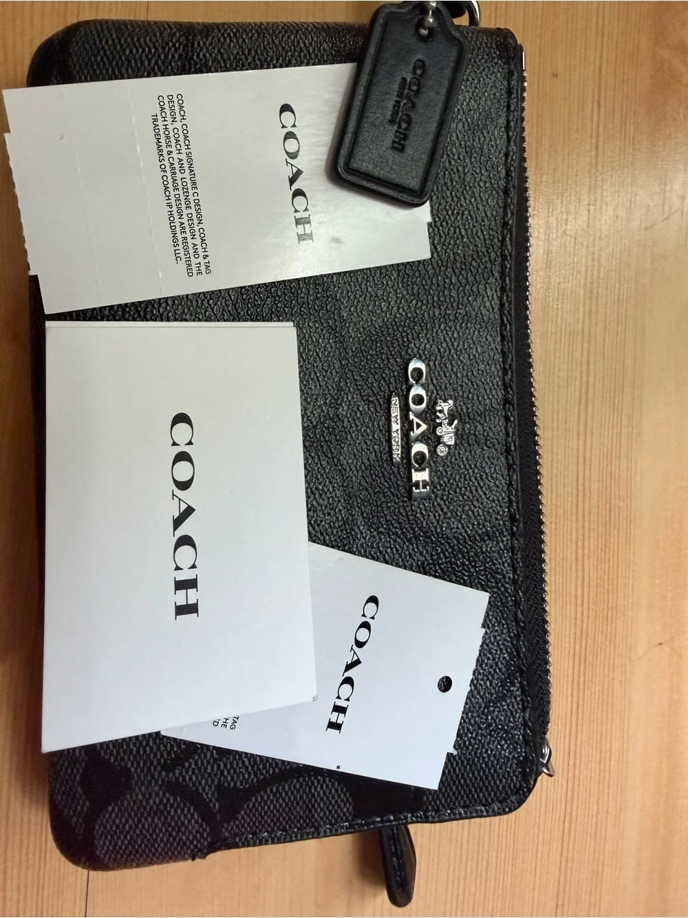 Coach Wristlet Wallet Double Zip Black /Smoke Brand New with Tags NWT